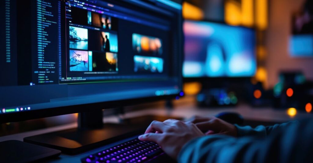 Persona trabajando en computadora