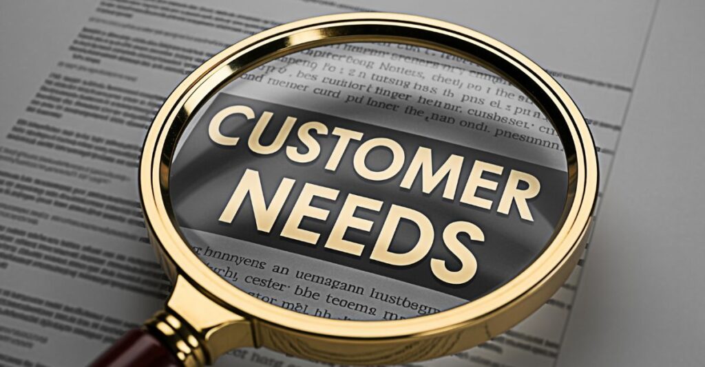 Lupa sobre palabra Customer Needs