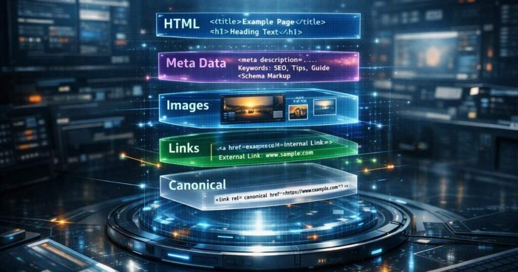 Imagen de elementos que evalúa Google para el rastreo e indexación de una página web